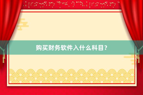 购买财务软件入什么科目？